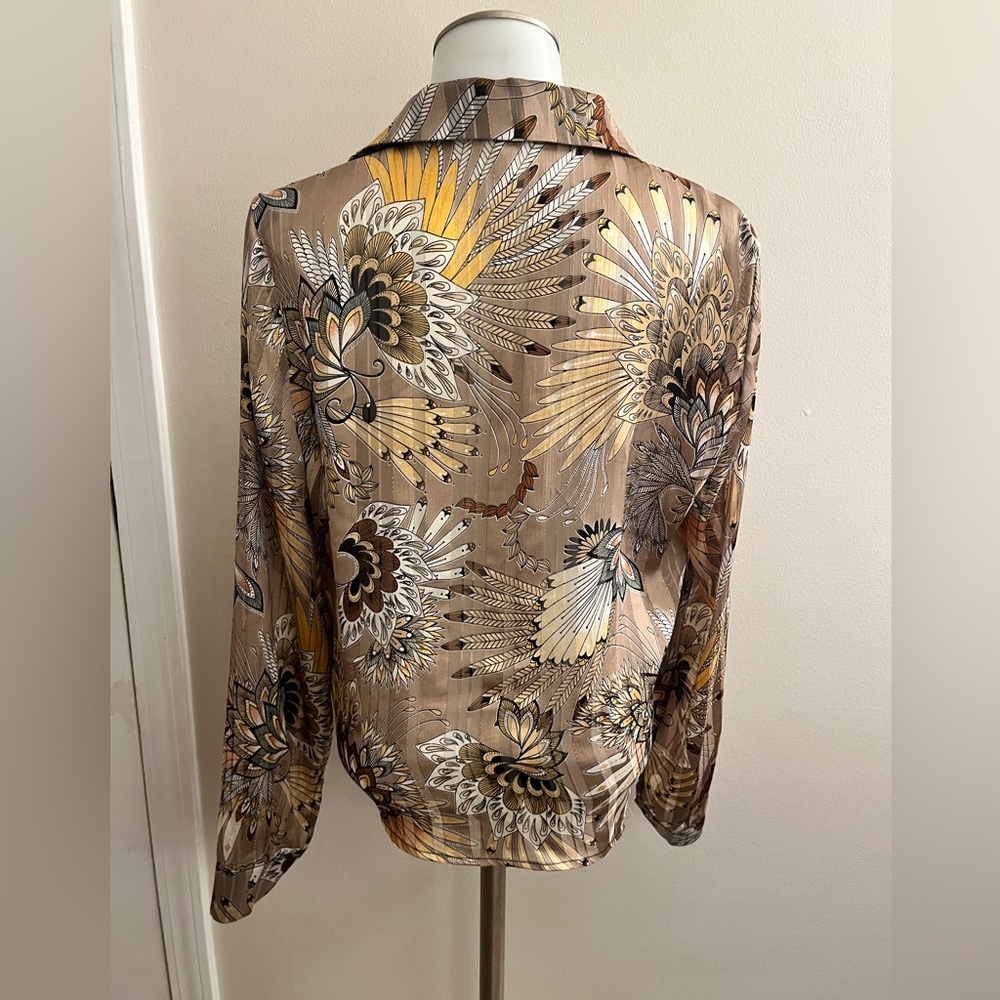 AZI New York Shimmery Button Up Long Sleeve Blouse, Sz S - Picture 4 of 6